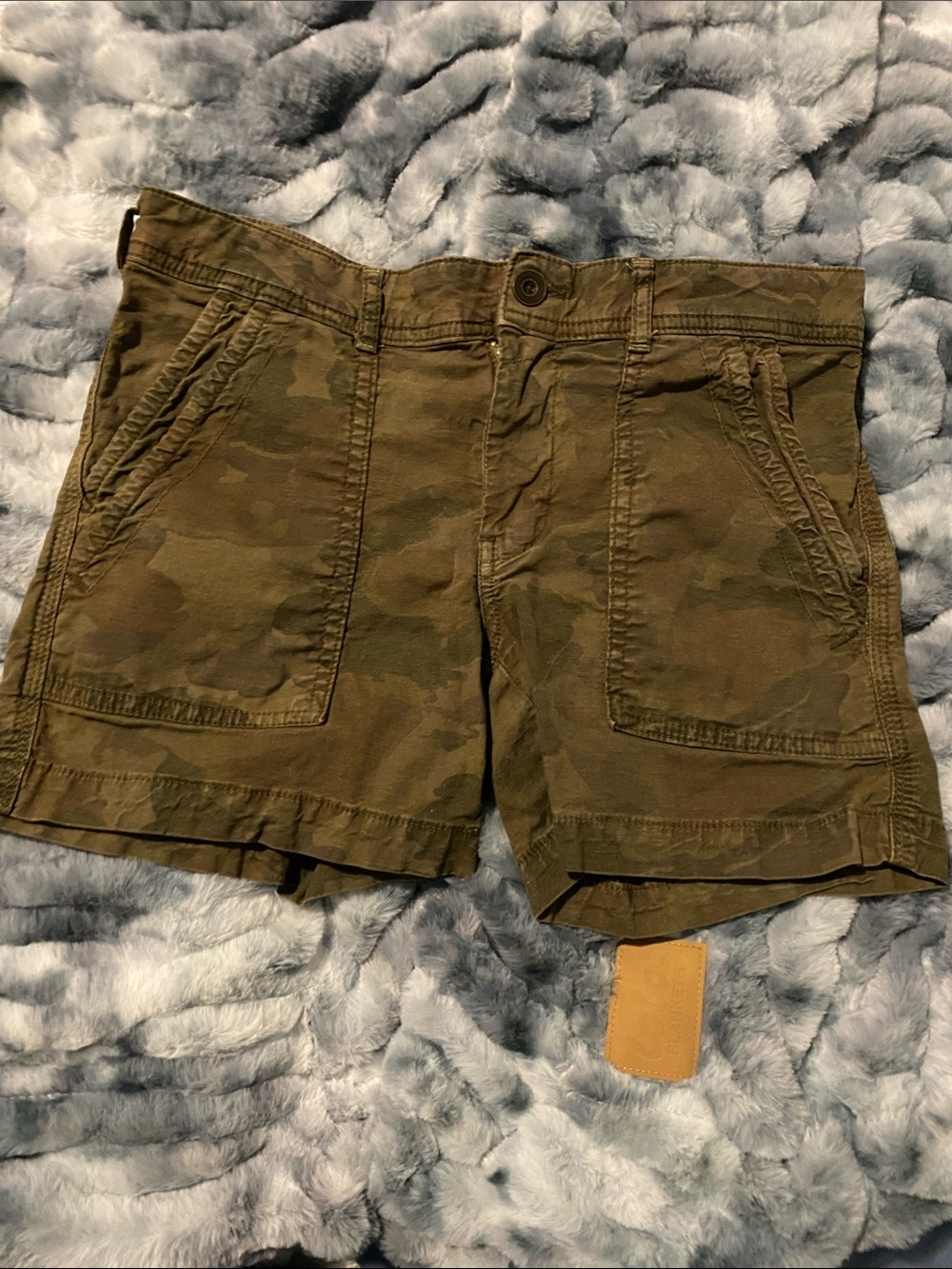 Anthropologie Olive Camo Cargo Shorts